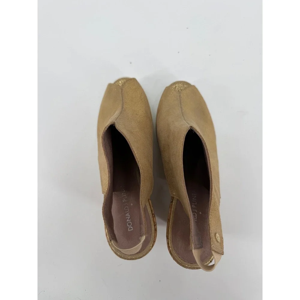 Donald J Pliner Calypso Metallic Gold Cork Wedge Sandals Peep Toe Womens 9M